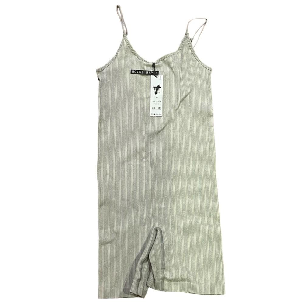 NWT‎ Noisy May Silver Striped Romper Women's Size M/L